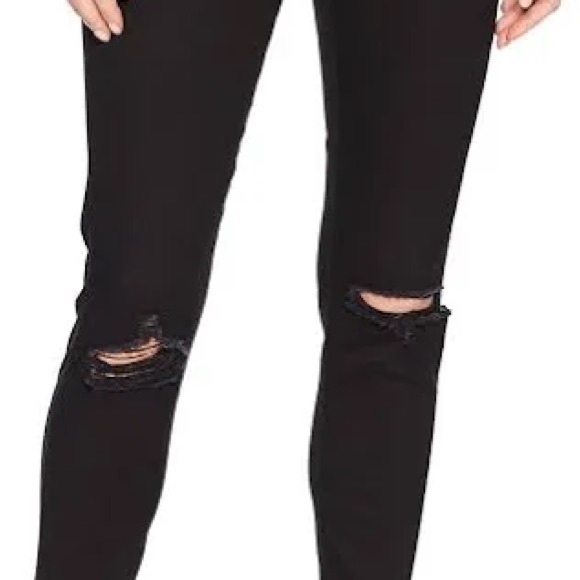 Levi’s Wedgie Skinny Black Raw Hem Distressed Jeans Knee Rip - Picture 7 of 12